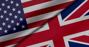 American and British Flag overlapping